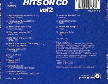 Various Artists - Hits On CD Vol. 2 CD 1984