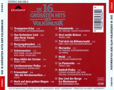 Various Artists - Die 16 Grössten Hits Der Volksmusik CD 1987