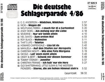 Various Artists - Die Deutsche Schlagerparade 4 86 CLUB CD 1986
