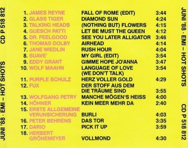 Various Artists - Juni '88. EMI: Hot Shots PROMO CD 1988