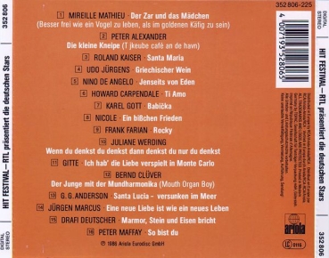 Various Artists - Hit Festival: RTL Präsentiert Die Deutschen Stars CD 1986
