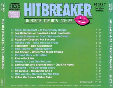 Various Artists - Hitbreaker 4 89: 16 Formel Top Hits CLUB CD 1989