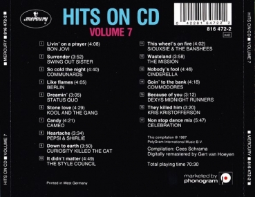 Various Artists - Hits On CD Volume 7 CD 1987