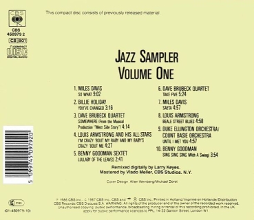 Various Artists - Jazz Sampler Volume One (I, 1) CD 1987