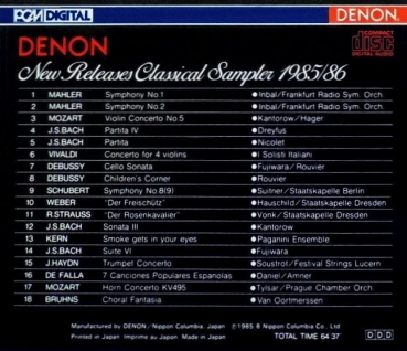 Preview: Various Artists - Denon New Releases Classical Sampler 1985 1986 CD 1985