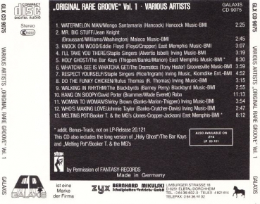 Various Artists - Original Rare Groove Vol. 1 CD 1988