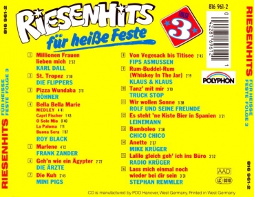 Various Artists - Riesenhits Für Heiße Feste Folge 3 CD 1988