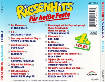 Various Artists - Riesenhits Für Heiße Feste Folge 4 CD 1989