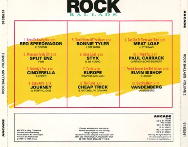 Various Artists - Rock Ballads Volume 2 CD 1989