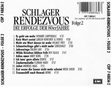 Various Artists - Schlager Rendezvous Folge 2 CD 1985
