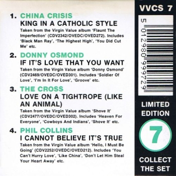 Various Artists - Virgin Value 7 LIMITED EDITION 3 INCH CD Single 1990