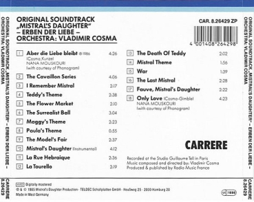 OST - Mistral's Daughter (Erben Der Liebe): Original Soundtrack Aus Der ZDF-Serie CD 1985