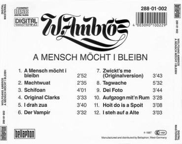 Preview: Wolfgang Ambros - A Mensch Möcht I Bleibn CD 1987 1995