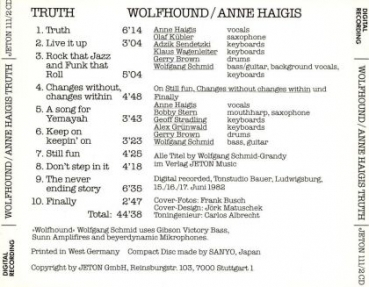 Wolfhound & Anne Haigis - Truth CD 1982 1983