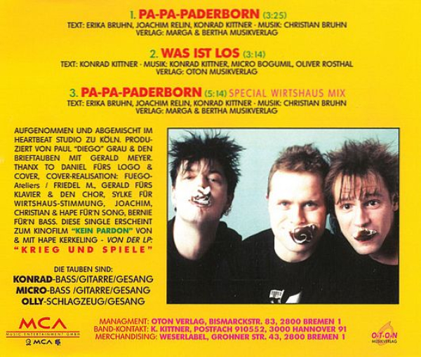 Abstürzende Brieftauben - Pa-Pa-Paderborn CD Single 1993