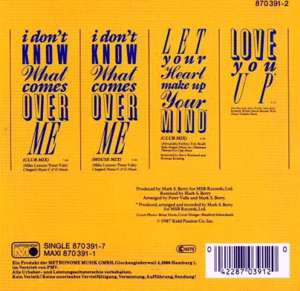 Alisha - I Don't Know What Comes Over Me CD Single 1987