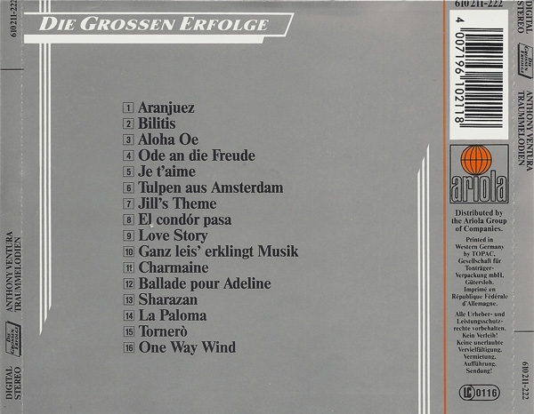 Anthony Ventura - Traummelodien CD 1984 1986