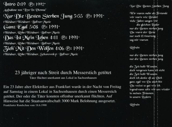 Böhse Onkelz - Nur Die Besten Sterben Jung CD Single 1998