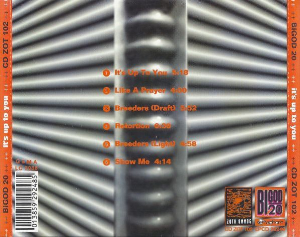 Bigod 20 - It's Up To You CD Single 1993