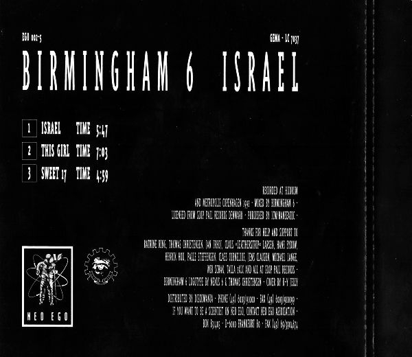 Birmingham 6 - Israel CD Single 1992