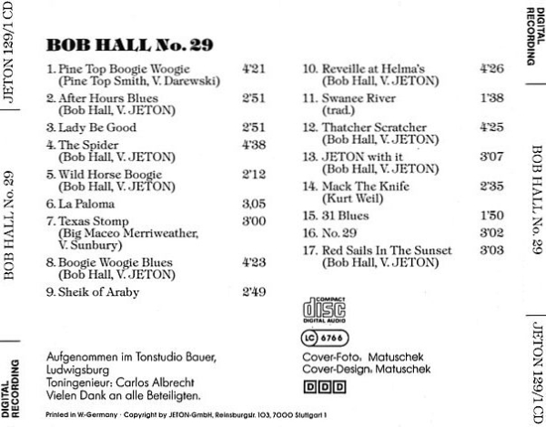 Bob Hall - No. 29 CD 1985
