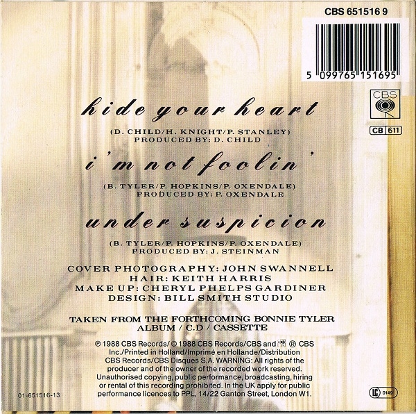 Bonnie Tyler - Hide Your Heart 3 INCH CD Single 1988