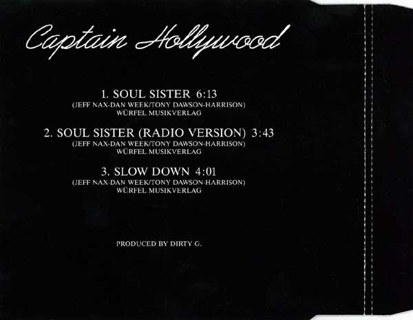 Captain Hollywood - Soul Sister CD Single 1989