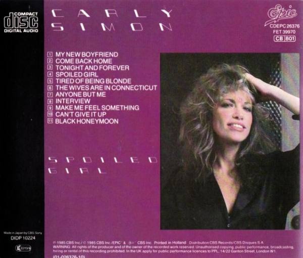 Carly Simon - Spoiled Girl CD 1985