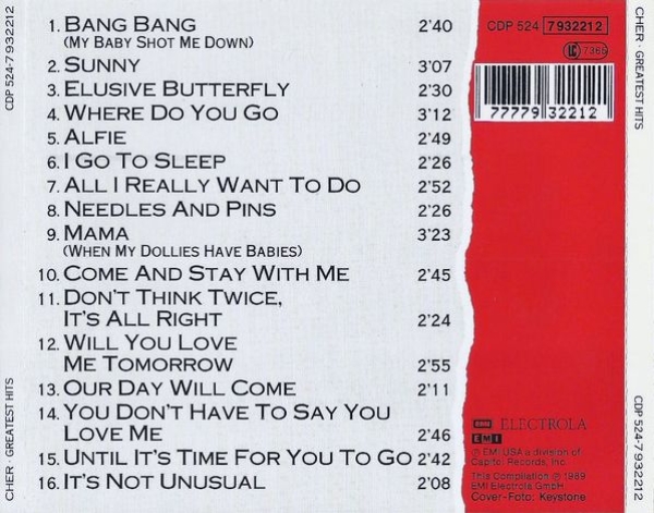 Cher - Greatest Hits CD 1989