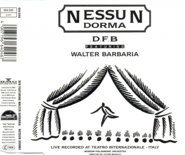 D.F.B. featuring Walter Barbaria - Nessun Dorma CD Single 1991