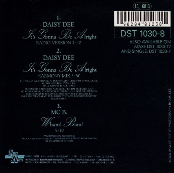 Daisy Dee - It's Gonna Be Alright CD Single 1990