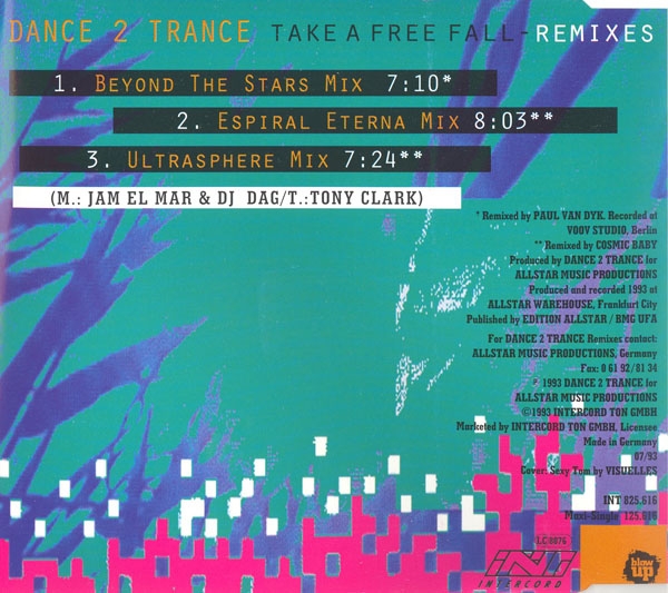 Dance 2 Trance - Take A Free Fall (Remixes) CD Single 1993