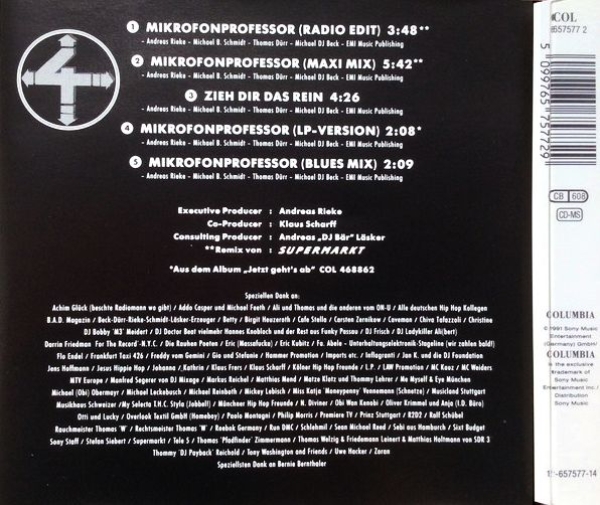 Die Fantastischen Vier - Der Mikrofonprofessor CD Single 1991