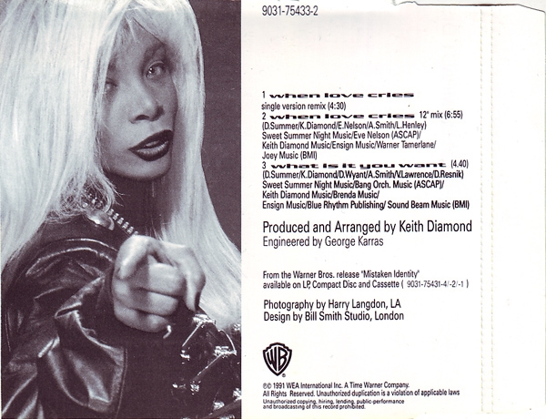 Donna Summer - When Love Cries CD Single 1991
