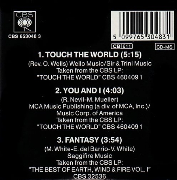 Earth, Wind & Fire - Touch The World 3 INCH CD Single 1988