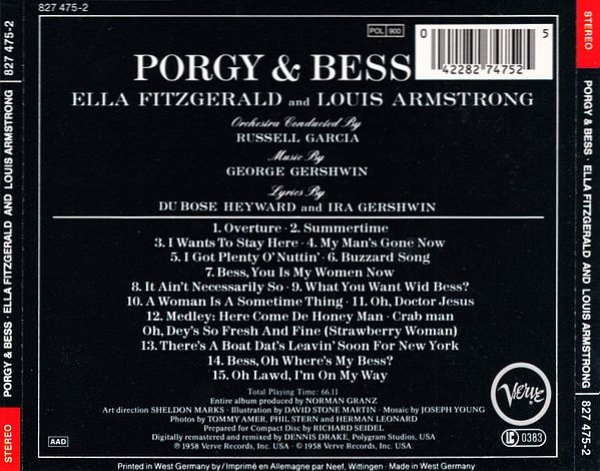 Ella Fitzgerald & Louis Armstrong - Porgy & Bess CD 1958 1989