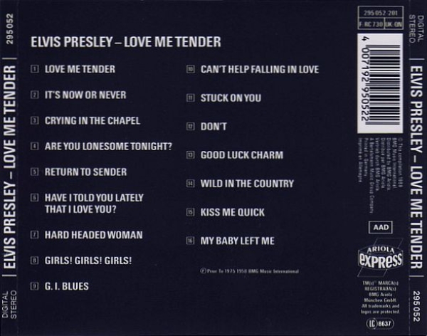 Elvis Presley - Love Me Tender CD 1989