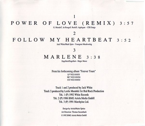 Engelbert - Power Of Love CD Single 1992