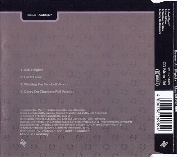 Erasure - Am I Right? CD Single 1991