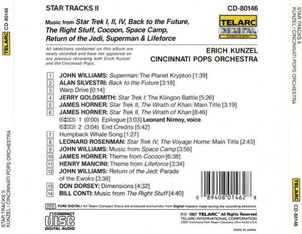 Erich Kunzel, Cincinnati Pops Orchestra - Star Tracks II (2) JAPANESE MADE USA CD 1987