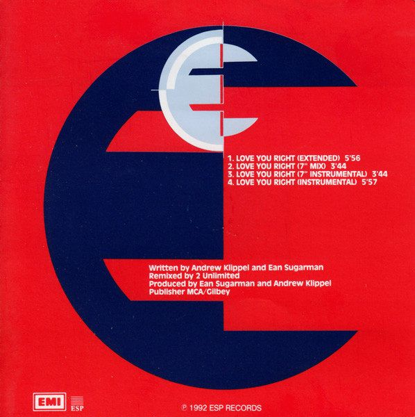 Euphoria - Love You Right (Remixed by 2 Unlimited) CD Single 1992