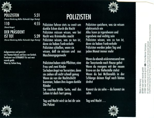 Extrabreit - Polizisten (Live!) CD Single 1991