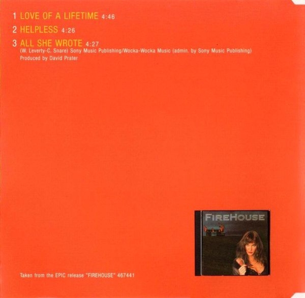 Firehouse - Love Of A Lifetime CD Single 1991