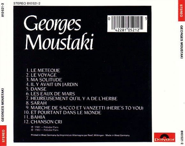 Georges Moustaki - Georges Moustaki (Same) CD 1983 1988