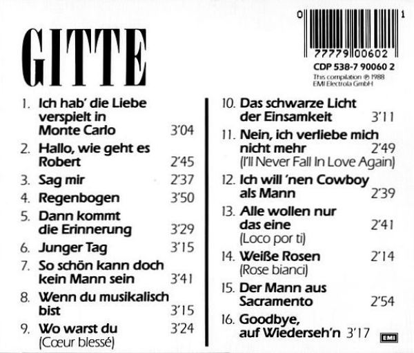 Gitte Haenning (Hænning) - Gitte CD 1988