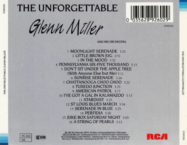Glenn Miller And His Orchestra - The Unforgettable Glenn Miller CD 1985