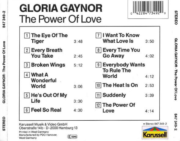 Gloria Gaynor - The Power Of Love CD 1990