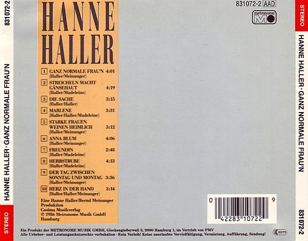 Hanne Haller - Ganz Normale Frau'n CD 1986
