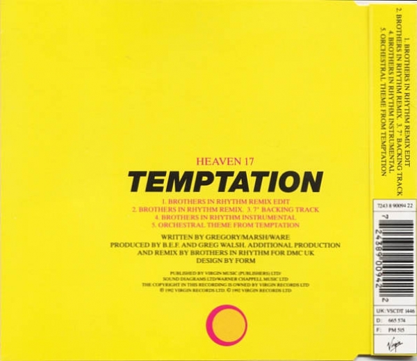 Heaven 17 - Temptation (Brothers In Rhythm Remix) CD Single 1992