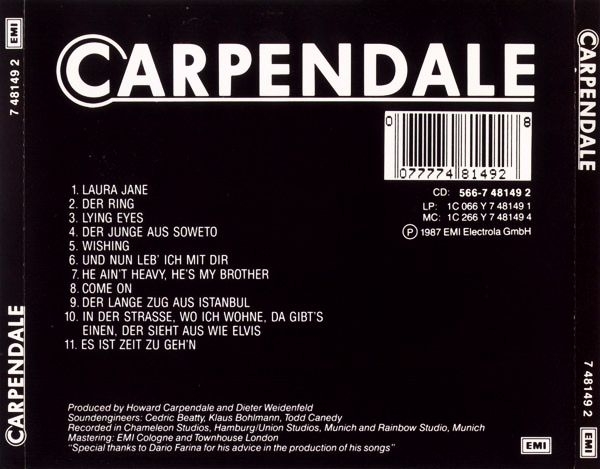 Howard Carpendale - Carpendale CD 1987